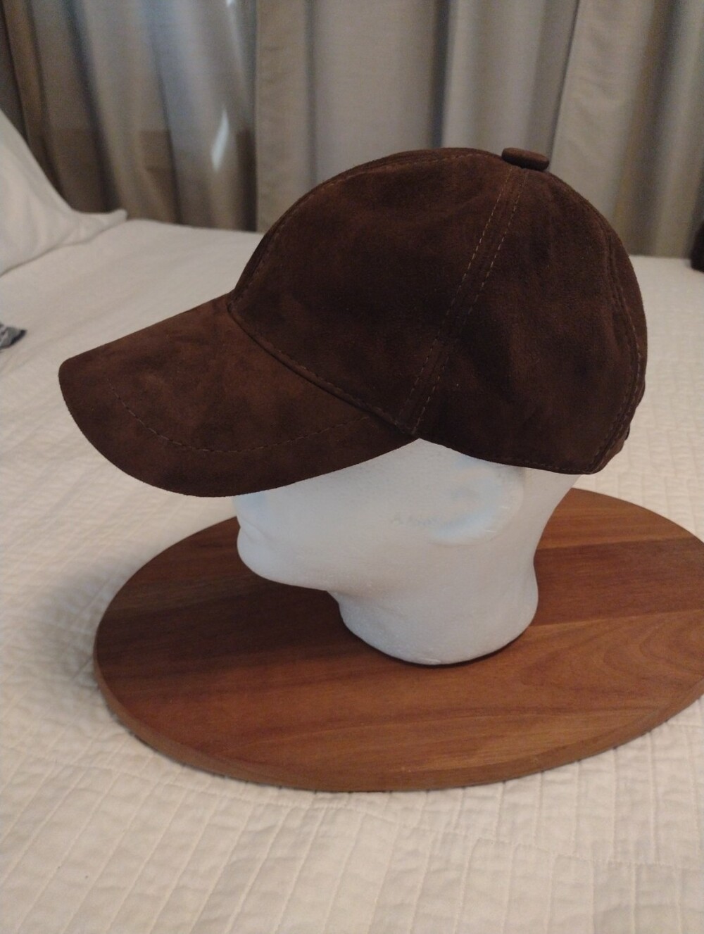 Genuine Leather Suede Baseball Cap Adjustable Strapback Hat Chocolate Brown